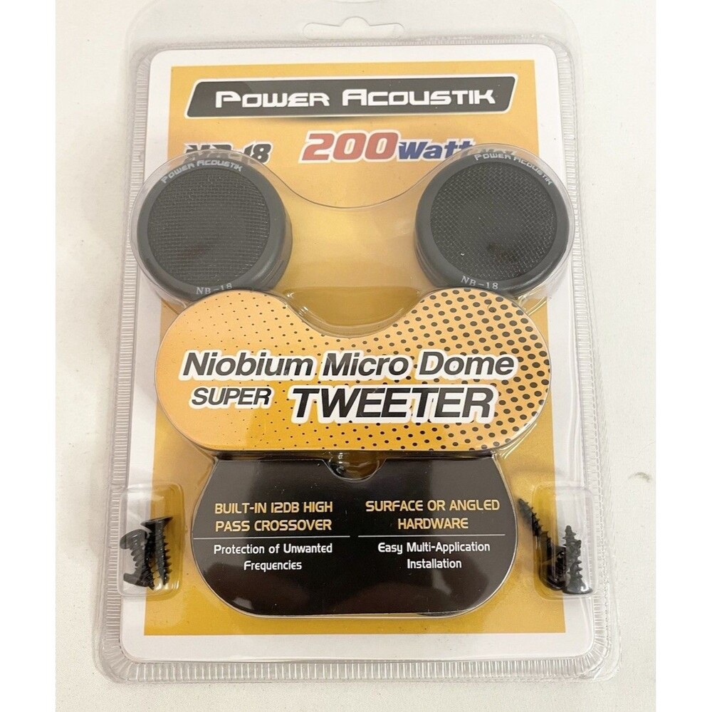 NEW Power Acoustik NB-18 200 Watt Max Niobium Micro Dome Super Tweeter SEALED